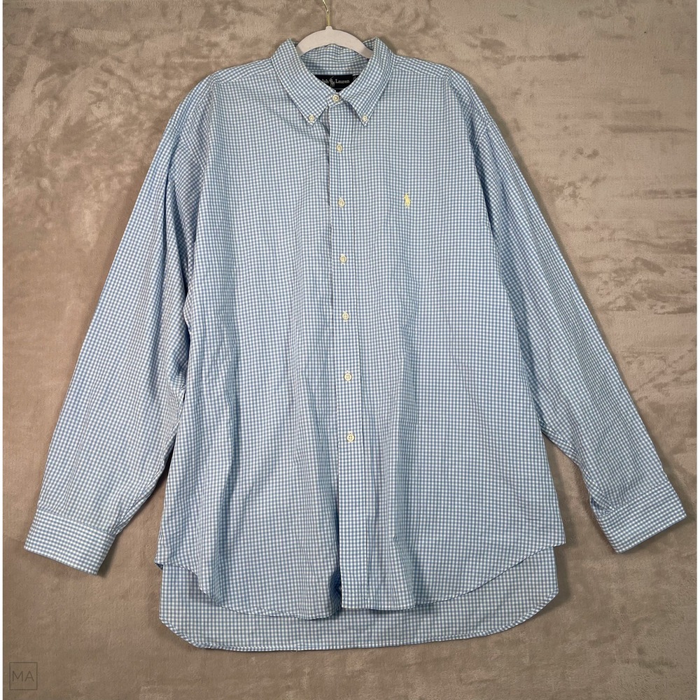 Ralph Lauren Men's Button Down Shirt Black Checkered Preppy XXL Blue/White